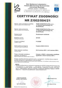 SKYER - Certyfikat zgodności