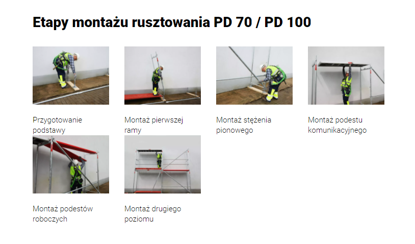 Rusztowanie fasadowe Plettac Rusztowanie ramowe - montaż