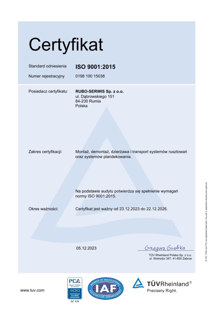 Certyfikat ISO 9001:2015