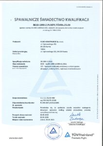 Rubo Konstrukcje Certyfikat EN 1909